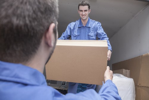 Removal team preparing a move in Blackheath residential area