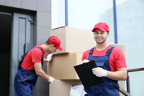 Furniture and appliance lifting into a removal van