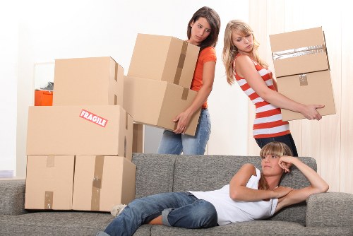 Worker checking a safe access route before moving items