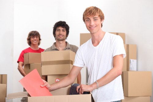 Moving boxes and furniture ready for collection in Blackheath